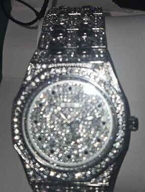 Unisex Crystal Pave Silver-Tone Watch